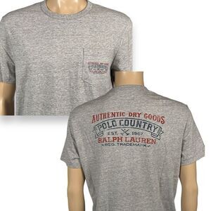 Polo Country Ralph Lauren Mens Large Graphic Pocket T Shirt Gray NEW!